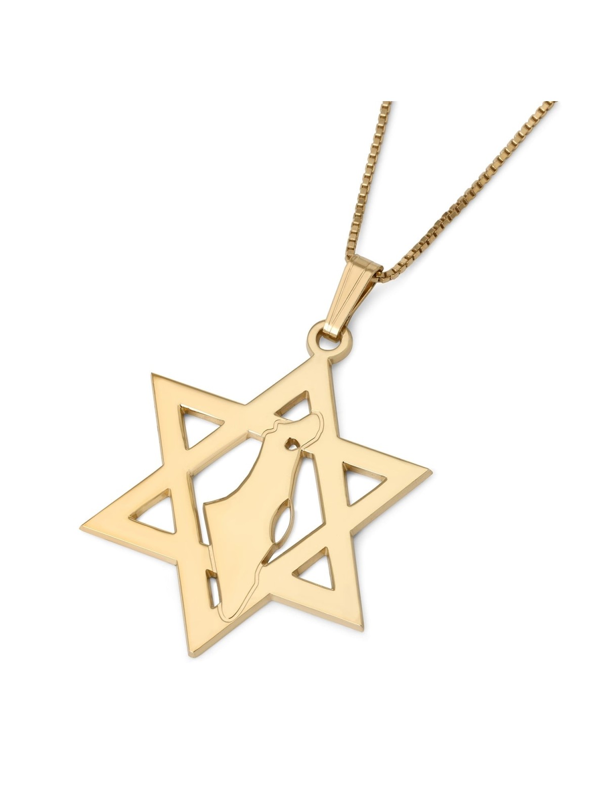 Pendentif Étoile de David avec Carte d'Israël - Optio Argent ou Plaqué Or