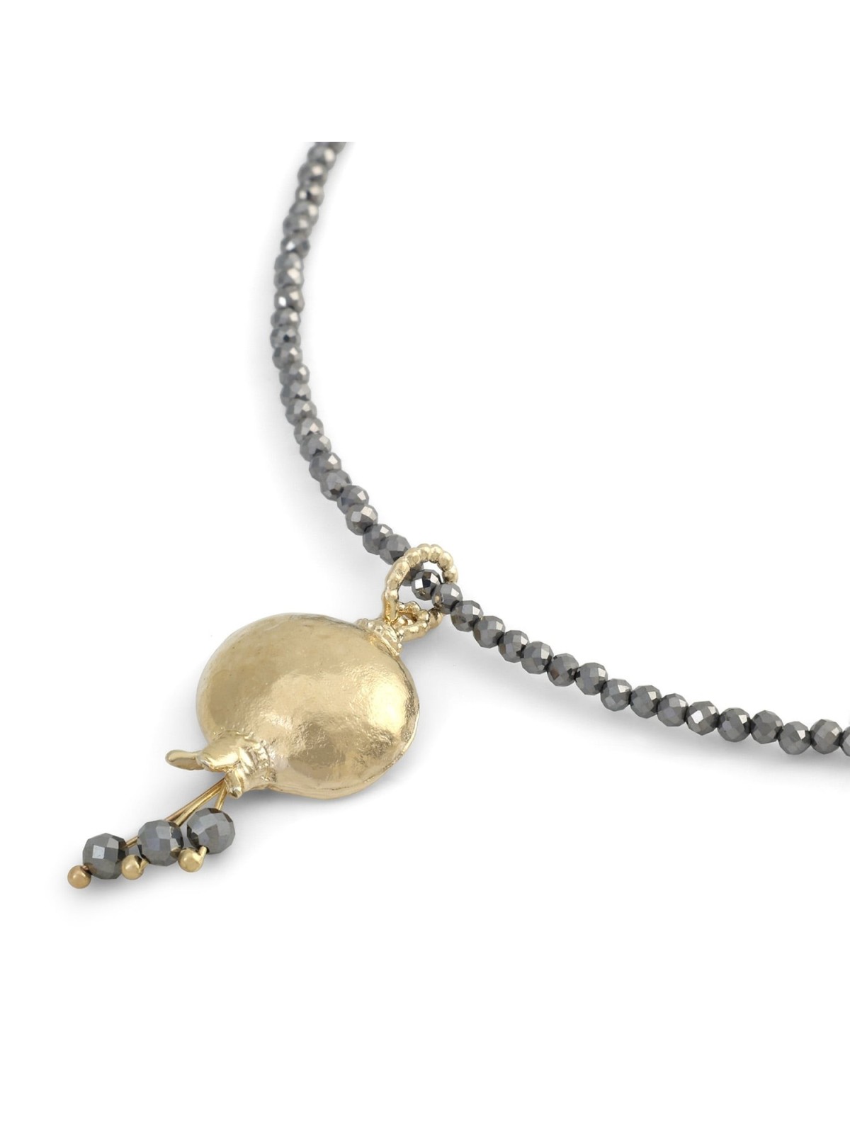 Beaded Necklace with Gold Plated Pomegranate Pendant