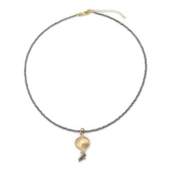 Beaded Necklace with Gold Plated Pomegranate Pendant