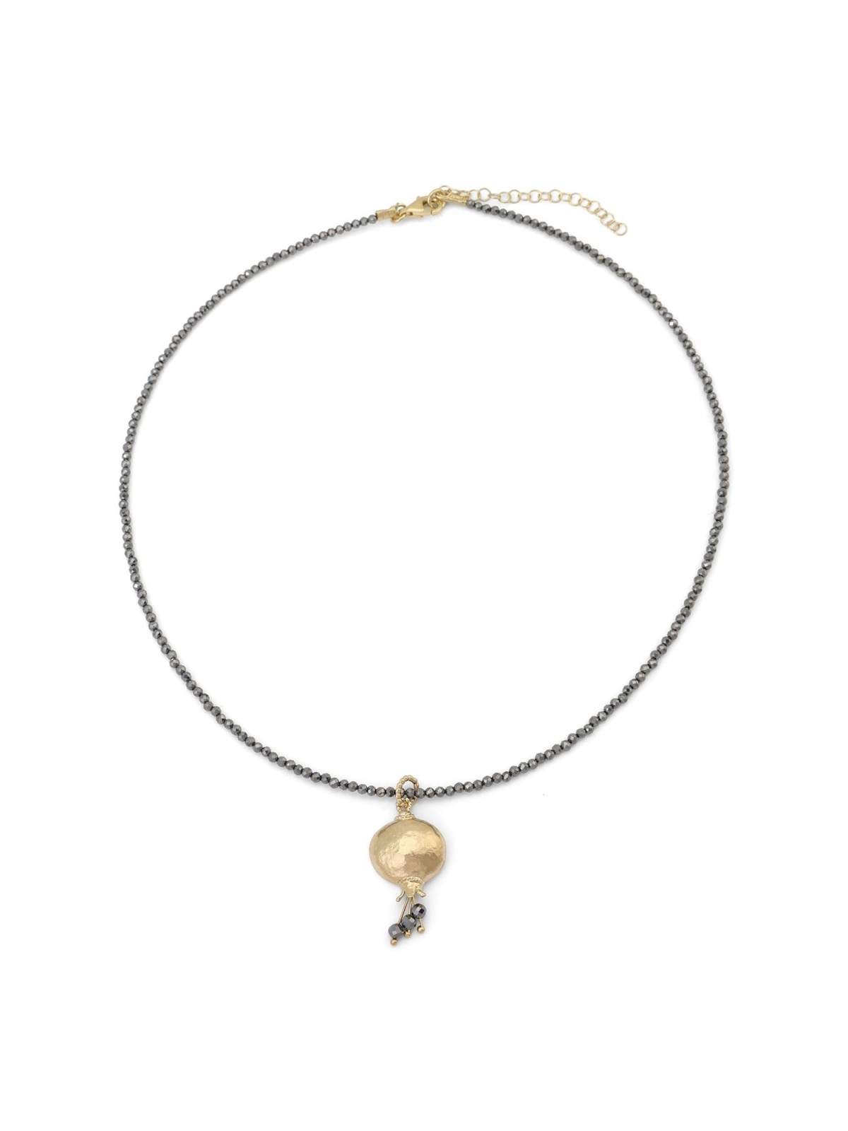 Beaded Necklace with Gold Plated Pomegranate Pendant
