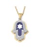 Anbinder Jewelry 14K Gold Star of David Hamsa Diamond Pendant with Blu