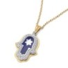 Anbinder Jewelry 14K Gold Star of David Hamsa Diamond Pendant with Blu