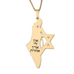 Luxury Thickness No Other Land Map of Israel Necklace with Star of Dav
