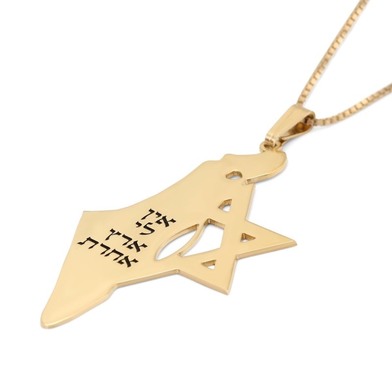 Luxury Thickness No Other Land Map of Israel Necklace with Star of Dav
