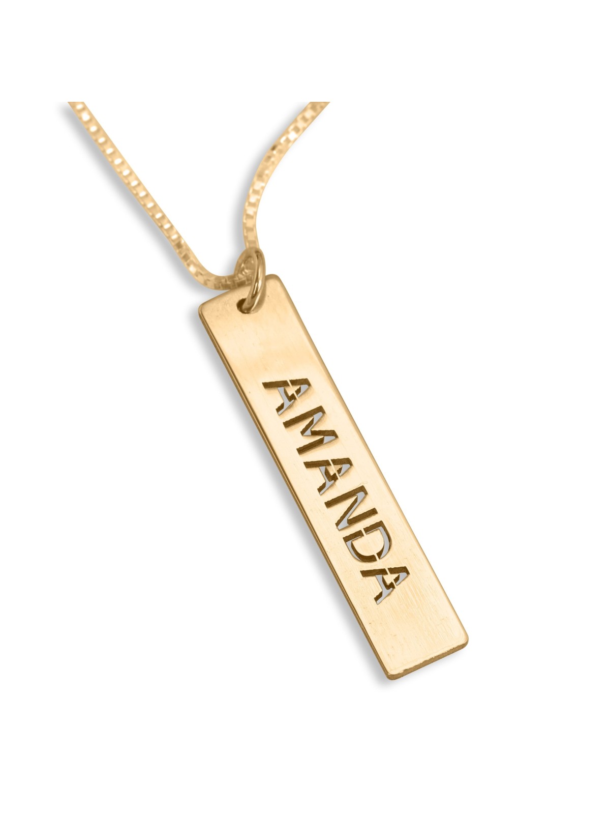 Collier Prénom Barre Verticale Plaqué Or