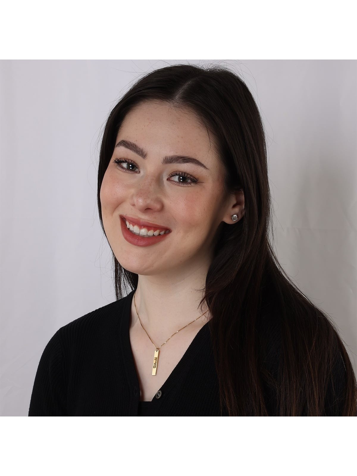 Gold Plated Vertical Bar Name Necklace