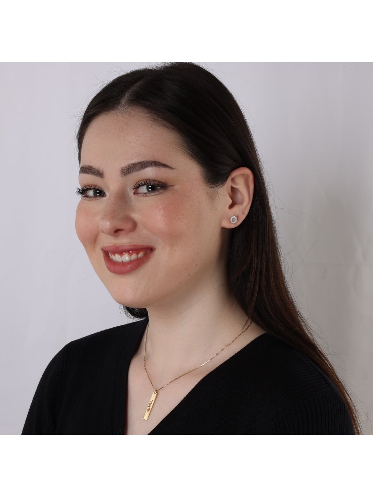 Gold Plated Vertical Bar Name Necklace