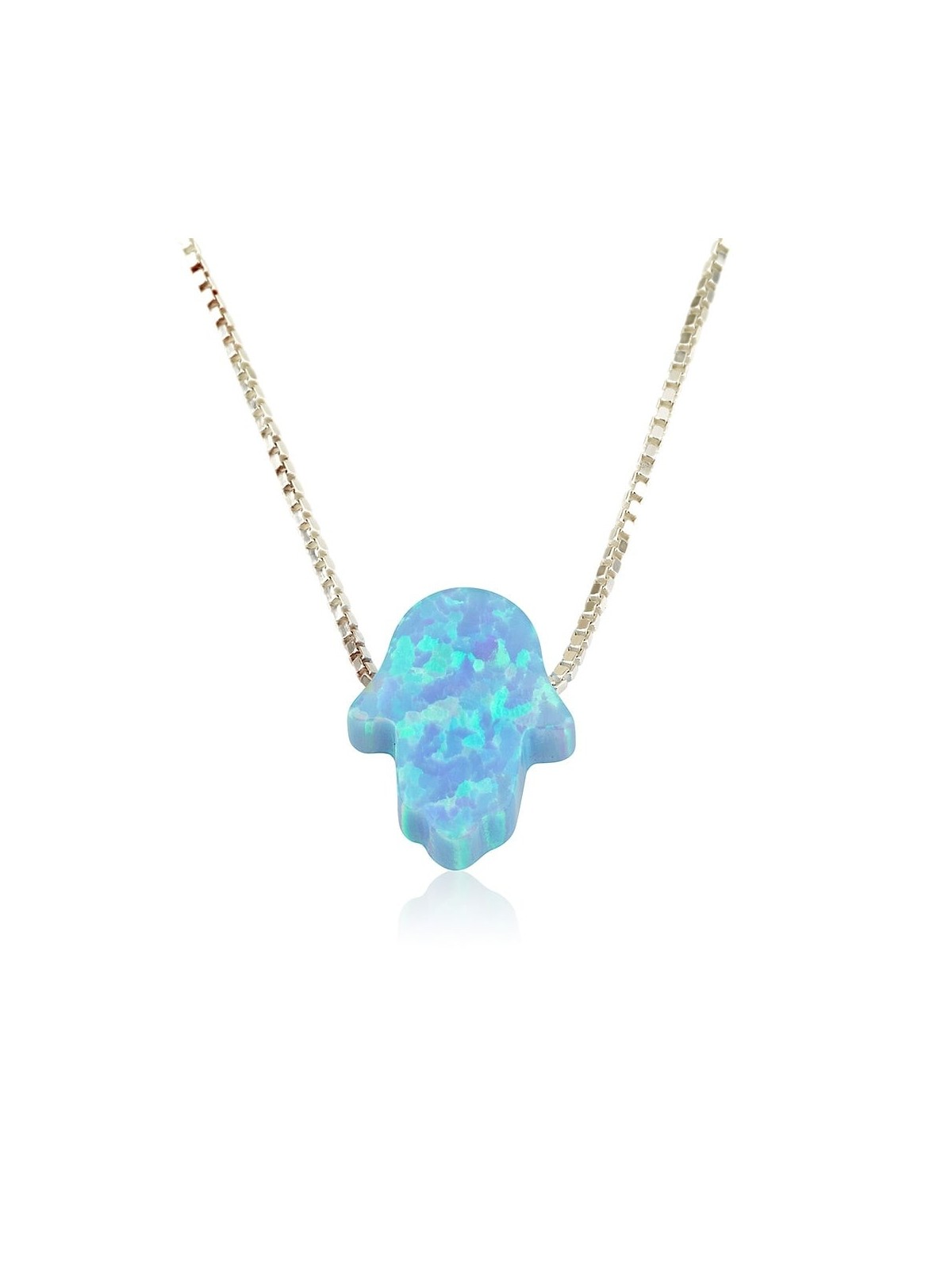 Opal Hamsa Pendant Necklace