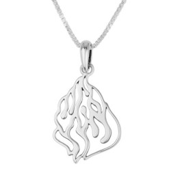 Sterling Silver Outline Eternal Flame HaEsh Sheli Pendant Necklace