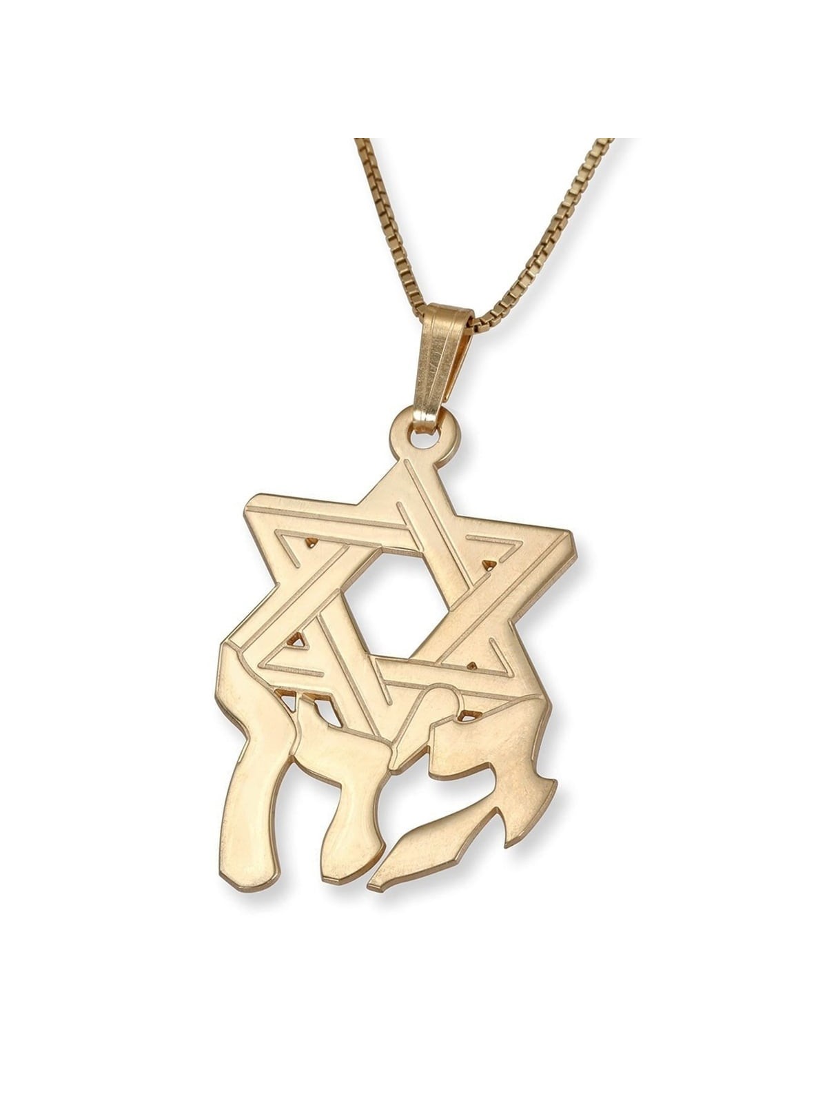 Hebrew Name Necklace with Star of David - Silver or Gold Plated