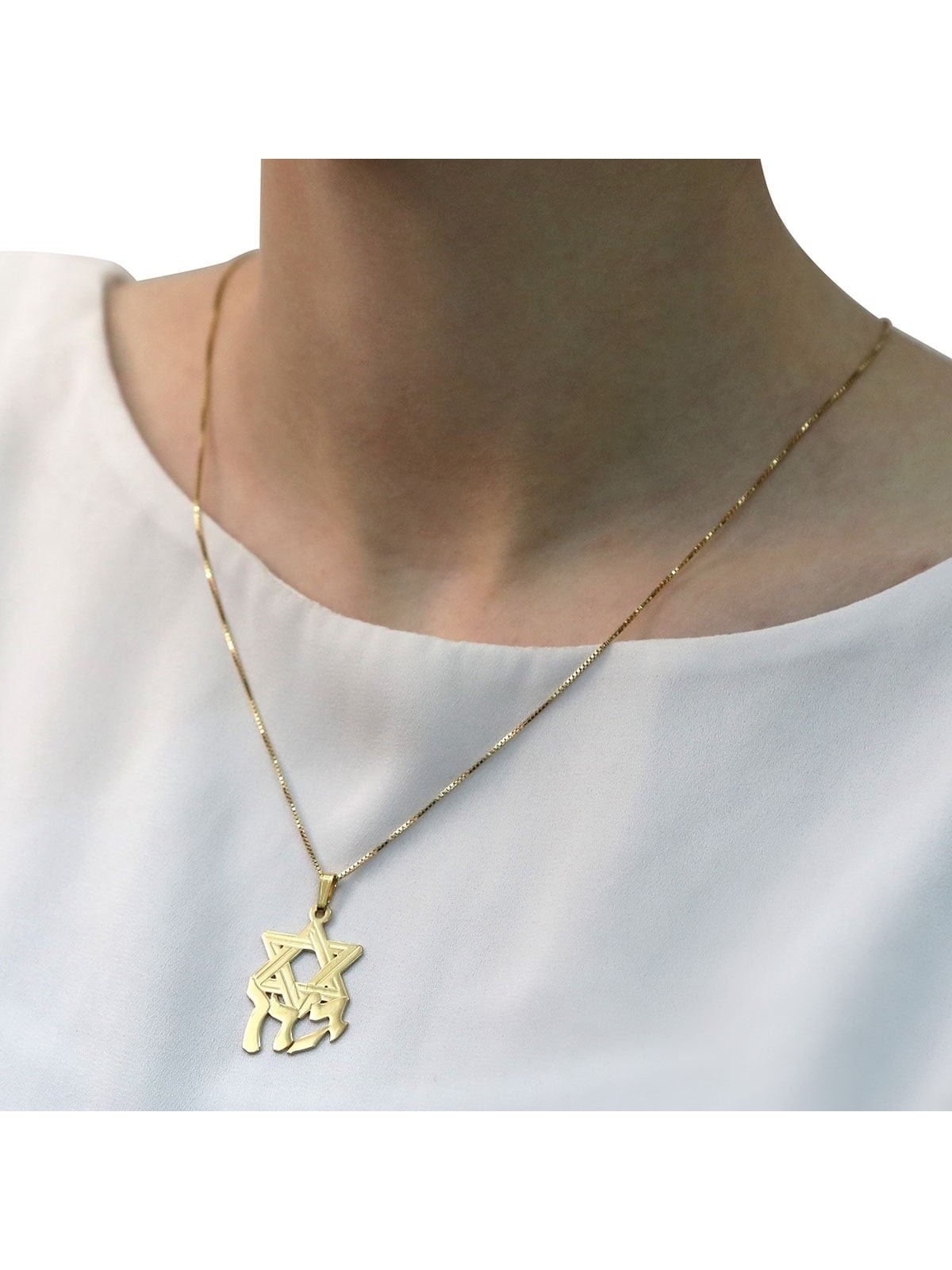 Hebrew Name Necklace with Star of David - Silver or Gold Plated