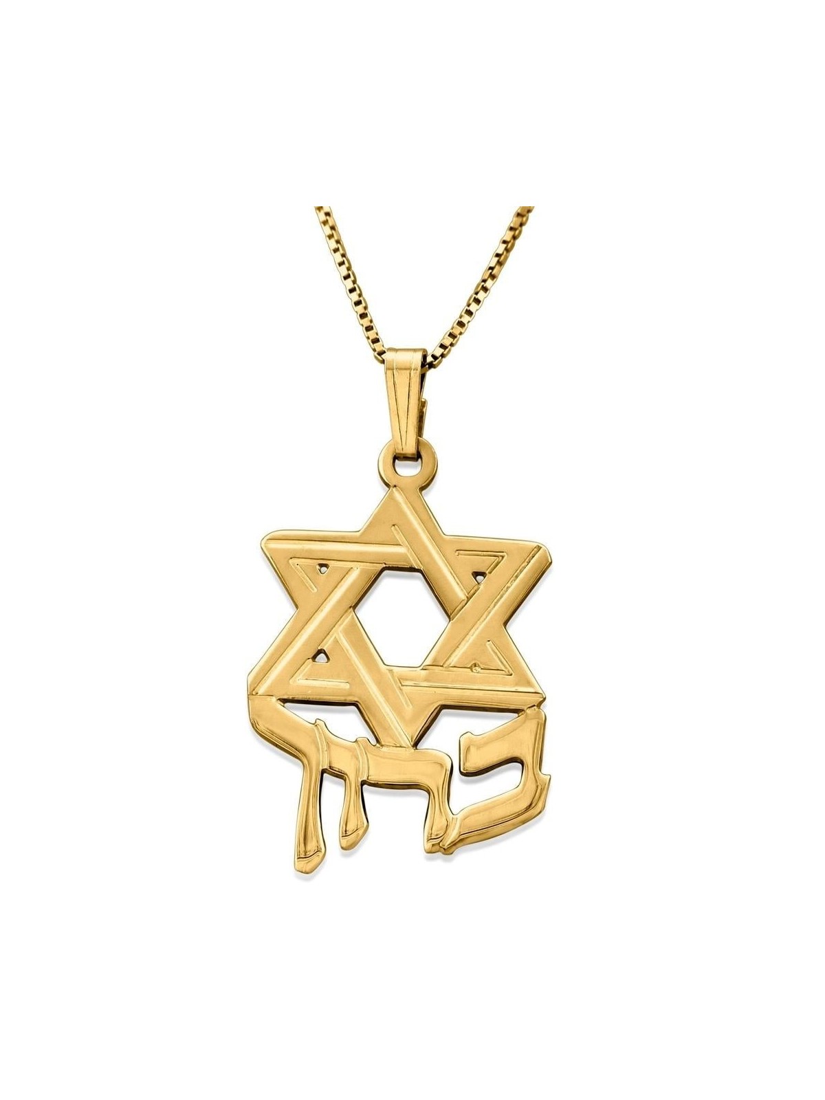 Hebrew Name Necklace with Star of David - Silver or Gold Plated