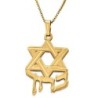 Hebrew Name Necklace with Star of David - Silver or Gold Plated