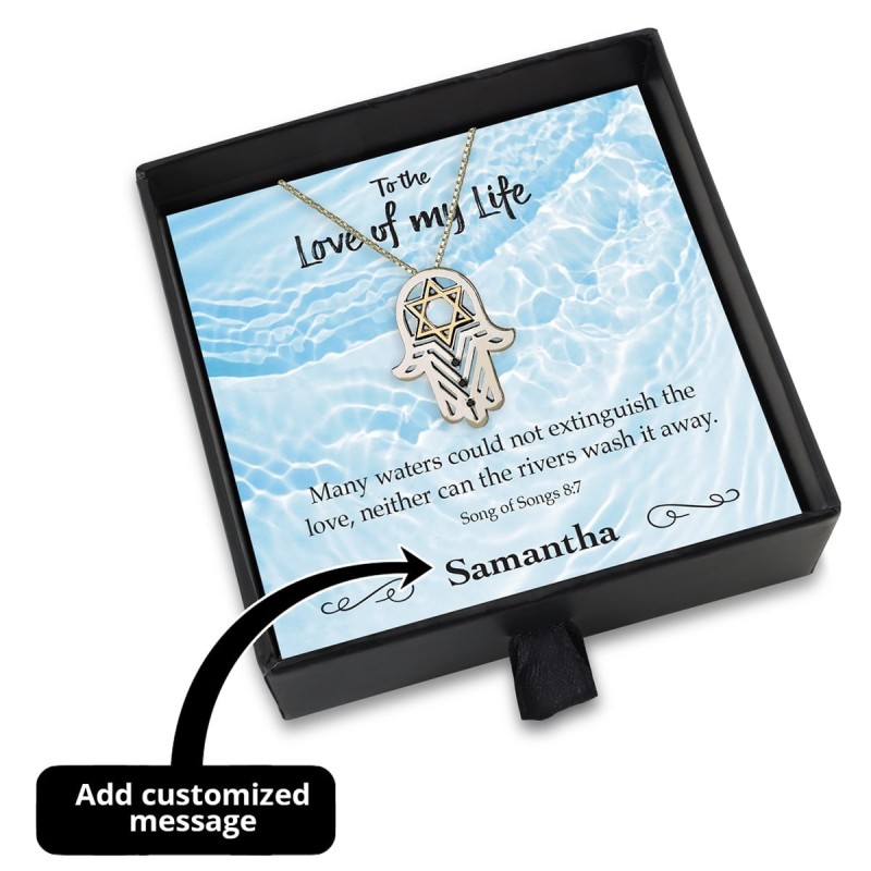 Coffret cadeau Love of My Life avec Hamsa en argent sterling et étoile de Dav en or