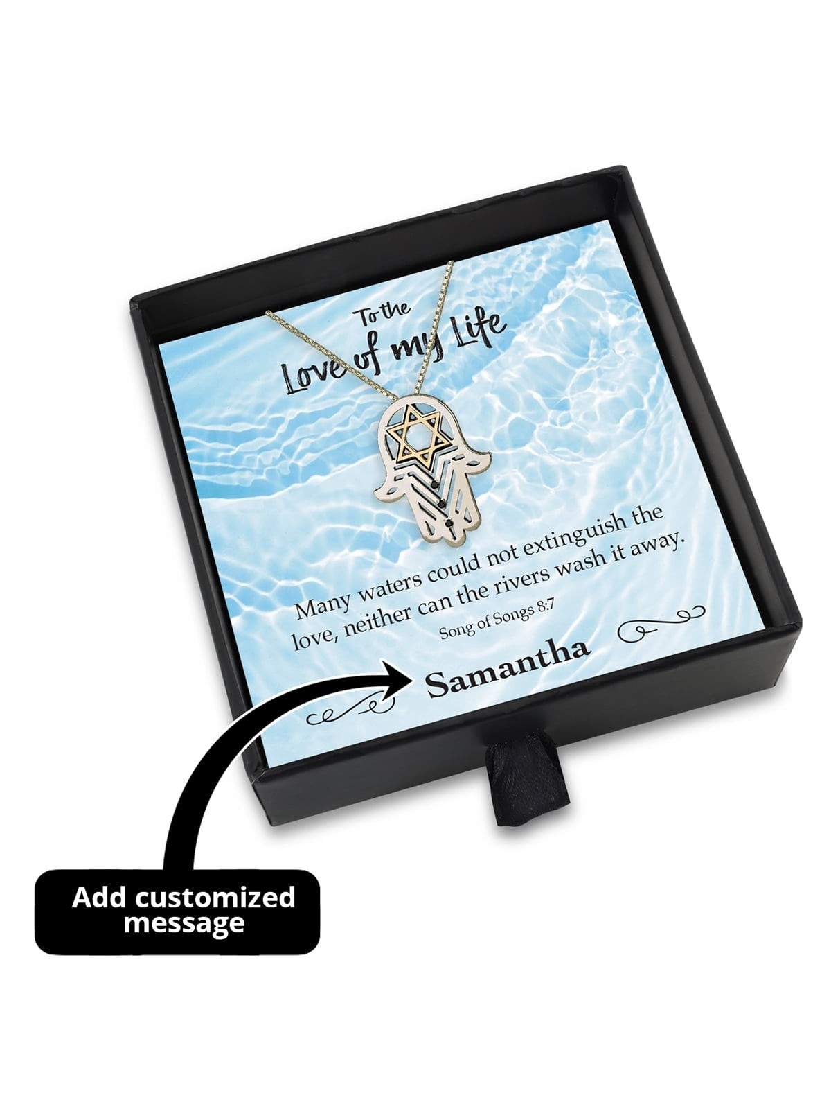 Coffret cadeau Love of My Life avec Hamsa en argent sterling et étoile de Dav en or