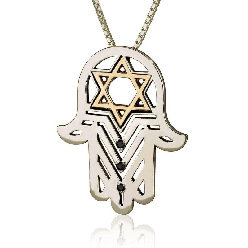 Incroyable coffret cadeau pour mari avec Hamsa en argent sterling et étoile de Dav en or