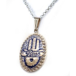 Art en argile fait à la main en argent sterling et céramique personnalisé Hamsa Ne