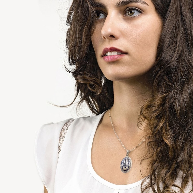 Art en argile fait à la main en argent sterling et céramique personnalisé Hamsa Ne