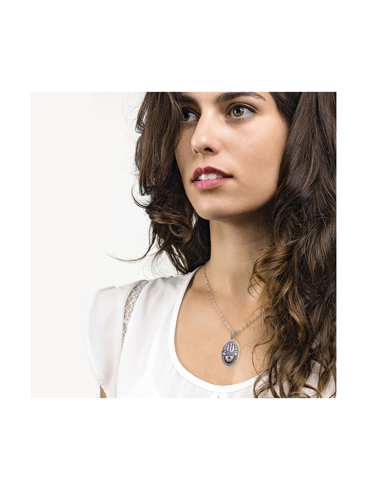 Art in Clay Handmade Sterling Silver and Ceramic Personalized Hamsa Ne