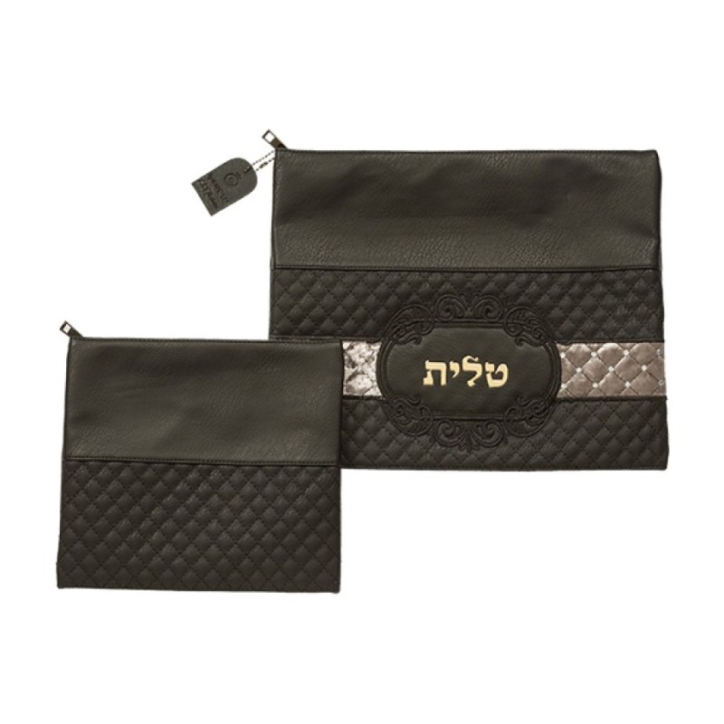 Black Faux Leather Tallit Tefillin Bag Set ... | Talit & Tefillin Bags