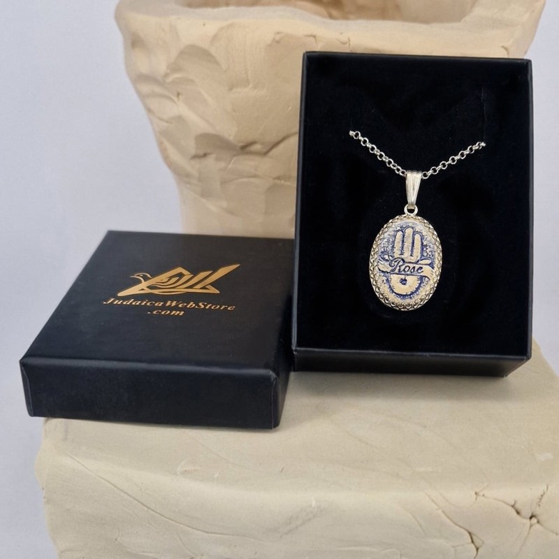 Art in Clay Handmade Sterling Silver and Ceramic Personalized Hamsa Ne