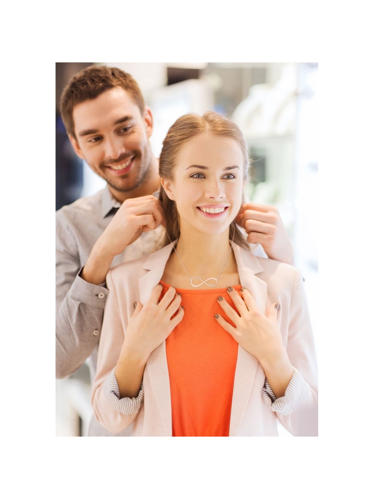 Gold Plated Double Thickness Hebrew / English Infinity Necklace with u