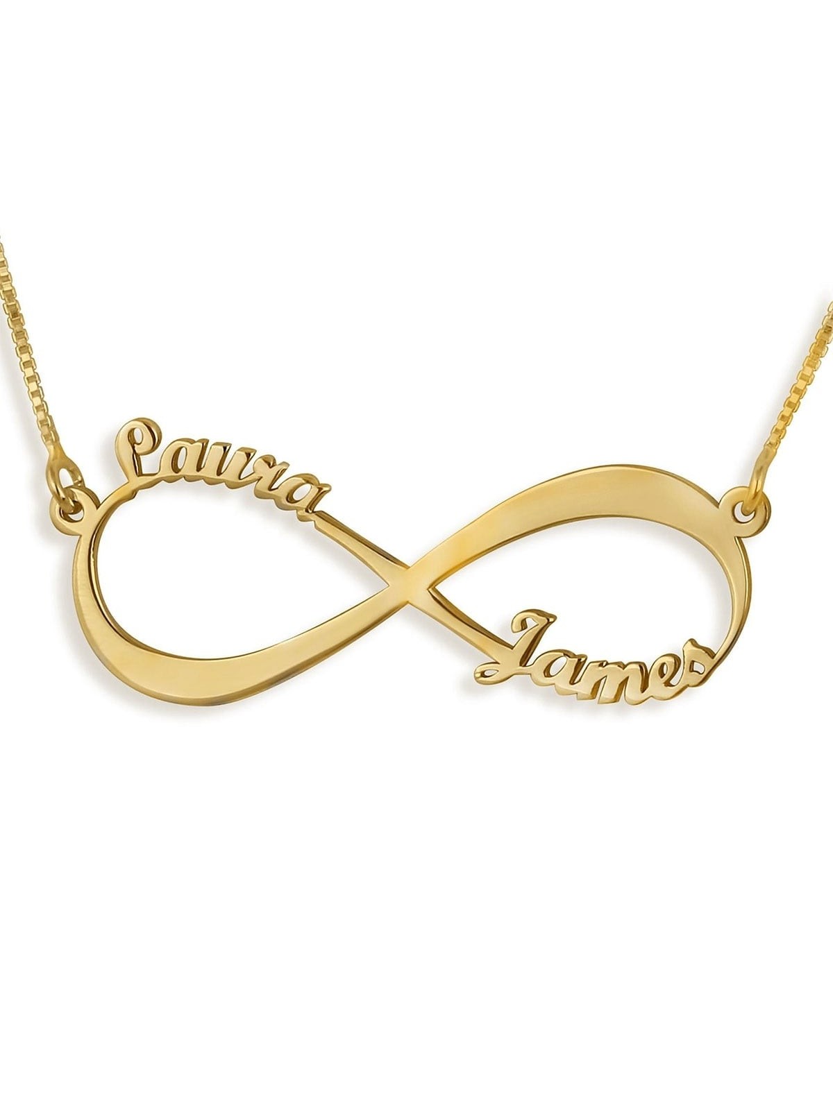 Gold Plated Double Thickness Hebrew / English Infinity Necklace with u