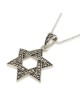 Pendentif collier étoile de David avec pierres marcassite