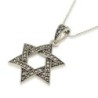 Star of David Necklace Pendant with Marcasite Stones