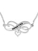 Silver Engraved Infinity Heart Necklace (Hebrew / English)