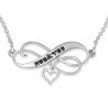 Silver Engraved Infinity Heart Necklace (Hebrew / English)