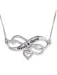 Collier coeur infini gravé en argent (hébreu/anglais)