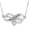 Silver Engraved Infinity Heart Necklace (Hebrew / English)