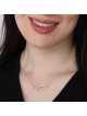 Silver Engraved Infinity Heart Necklace (Hebrew / English)