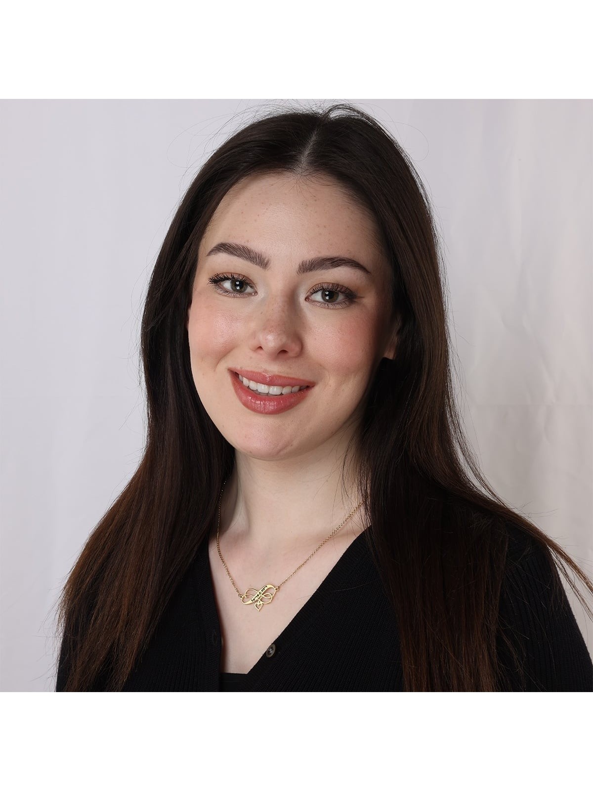 Silver Engraved Infinity Heart Necklace (Hebrew / English)