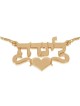 24K Gold Plated Silver Name Necklace in Hebrew with Heart (Center) - L
