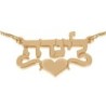 24K Gold Plated Silver Name Necklace in Hebrew with Heart (Center) - L