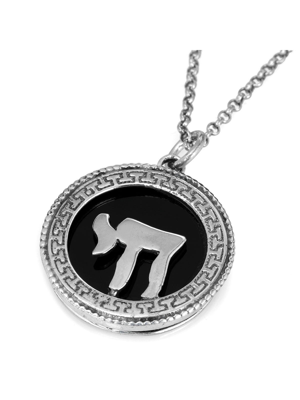 Collier Chai en argent sterling 925 et pierre d'onyx pour homme