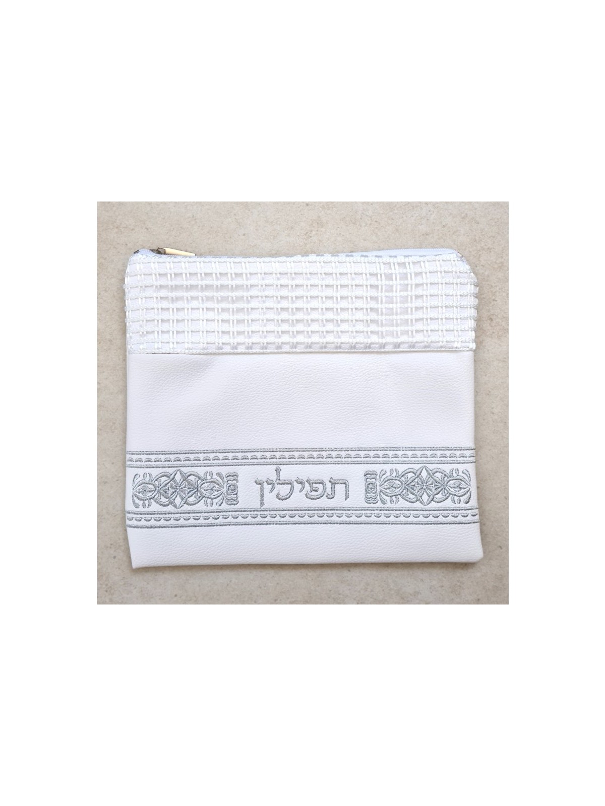 Tallit and Tefillin Bag Set Off White Faux ... | Talit & Tefillin Bags