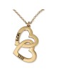 Gold Plated Intertwined Hearts Hebrew / English Necklace