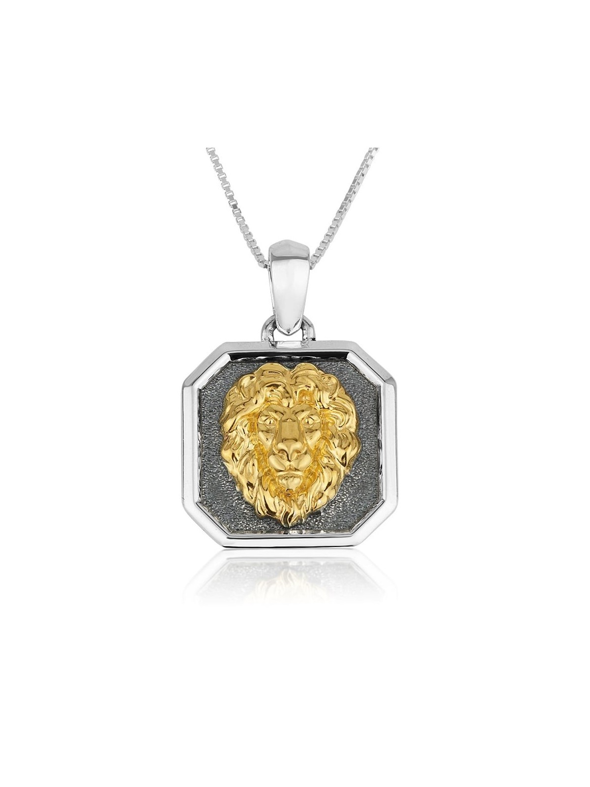 Gold Plated Lion of Judah atop Sterling Silver Necklace Pendant