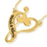 Gold Plated Music Notes Heart English / Hebrew Name Necklace (Up To 2