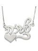 Sterling Silver Customizable Hebrew Name Necklace With Heart Design (A