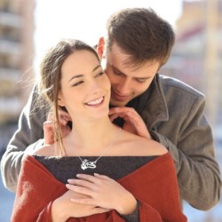 Sterling Silver Customizable Hebrew Name Necklace With Heart Design (A