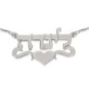 Silver Name Necklace in Hebrew with Heart (Center)