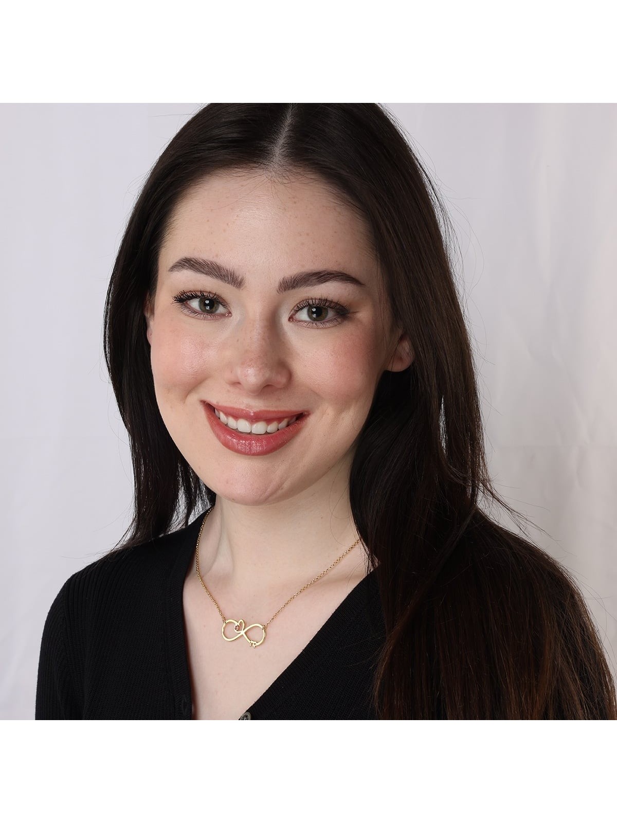 Gold Plated English / Hebrew Infinity Name Necklace with Heart and Bir