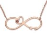 Gold Plated English / Hebrew Infinity Name Necklace with Heart and Bir