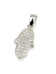 Sterling Silver Hamsa Pendant Necklace With Zirconia Accent
