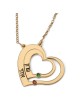 Gold Plated Up to Two Kids' Names Mom Double Heart Necklace with Birth