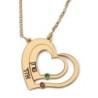 Gold Plated Up to Two Kids' Names Mom Double Heart Necklace with Birth